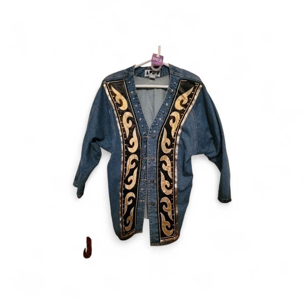 Vintage Denim Jacket with Gold Accents